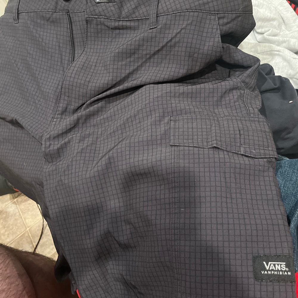 Vans Black Grid Pattern Cargo Shorts